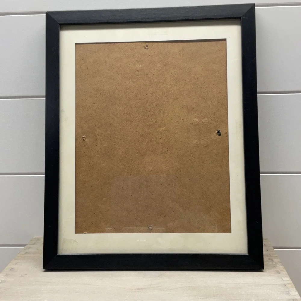 Modern Black Wood Picture Frame with White Mat 10.5x12.5 Tabletop Wall Mount